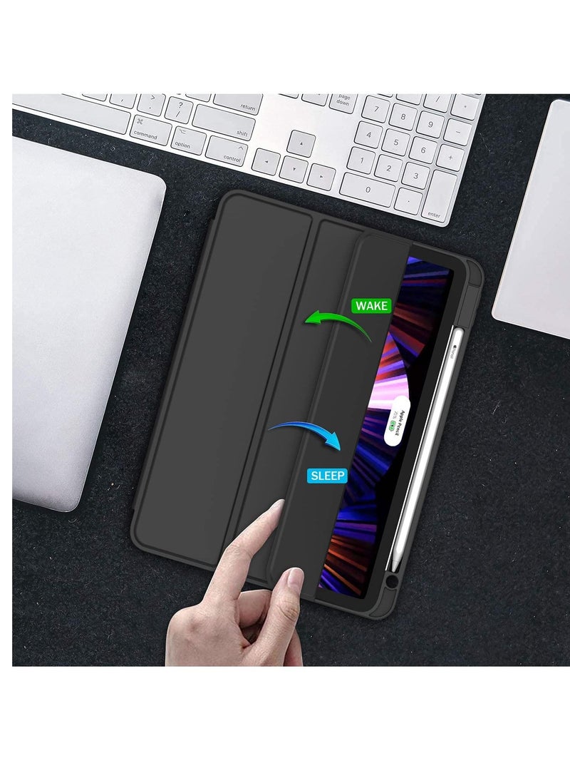 iPad Pro 11 بوصة 2nd 3rd Generation 2022/2021/2020/2018 Ultra Lightweight Smart Trifold Stand with Cover Fit iPad Air 5 iPad Air 4 Auto Sleep Wake أسود - Image 2