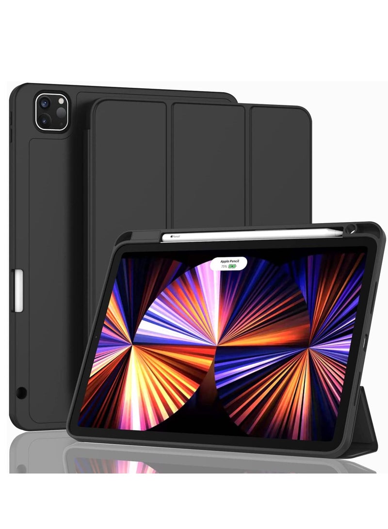 iPad Pro 11 بوصة 2nd 3rd Generation 2022/2021/2020/2018 Ultra Lightweight Smart Trifold Stand with Cover Fit iPad Air 5 iPad Air 4 Auto Sleep Wake أسود - Image 1
