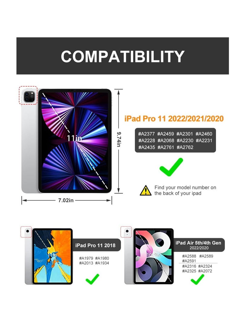iPad Pro 11 بوصة 2nd 3rd Generation 2022/2021/2020/2018 Ultra Lightweight Smart Trifold Stand with Cover Fit iPad Air 5 iPad Air 4 Auto Sleep Wake أسود - Image 4