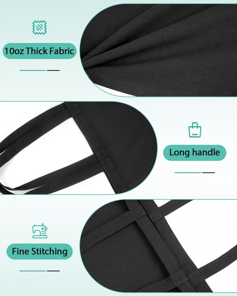 Lzerking 24 Pack Black Canvas Tote Bags for HTV, Painting, Screen Printing, 10oz Thick Blank Canvas for Customized Gifts, Machine Washable Without Shrinking - Image 3