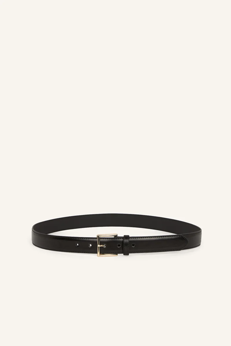 Woman Rectangular Buckle Faux Leather Denim Belt