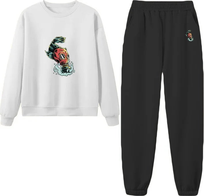 DogFish Tracksuit Oversize Fish Printed Tracksuit White