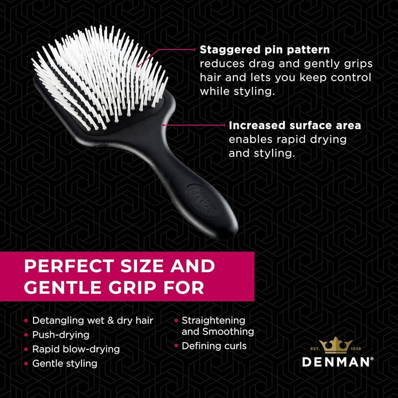 Denman Power Paddle for Fast and Comfortable Detangling and Blow Drying D38  Combination of D3 Styling Pins  Paddle Brush White - Image 5