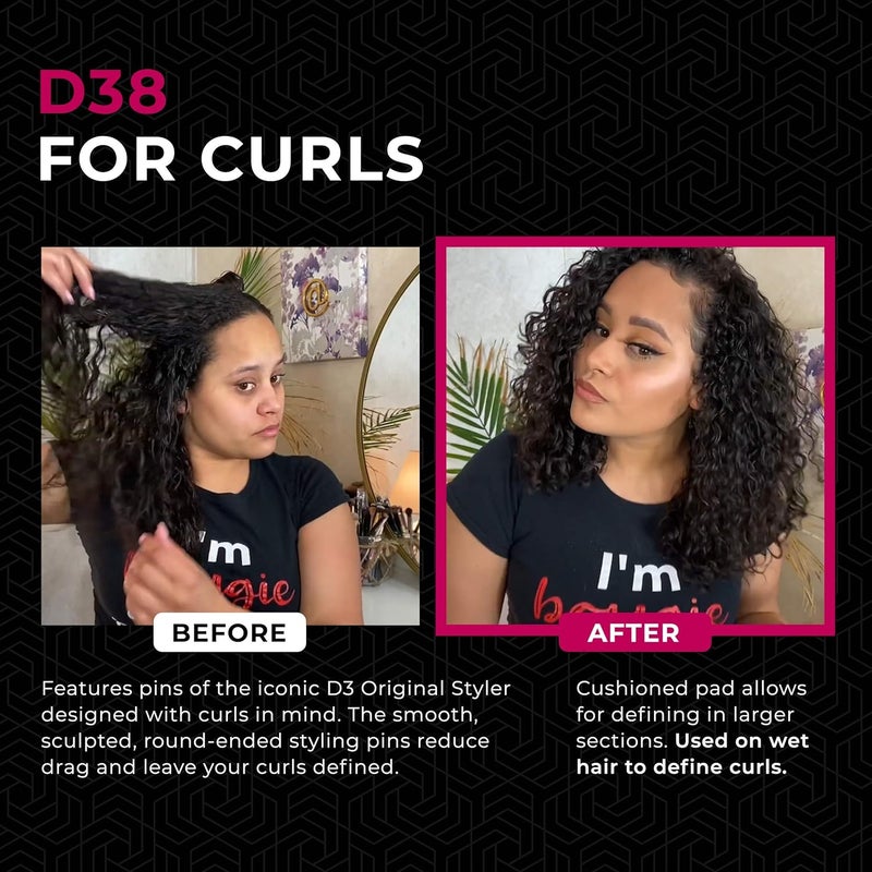 Denman Power Paddle for Fast and Comfortable Detangling and Blow Drying D38  Combination of D3 Styling Pins  Paddle Brush White - Image 3