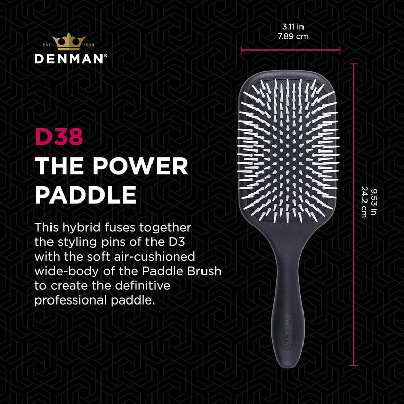 Denman Power Paddle for Fast and Comfortable Detangling and Blow Drying D38  Combination of D3 Styling Pins  Paddle Brush White - Image 2