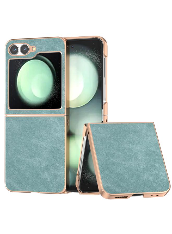 S-TOP Case For Samsung Galaxy Z Flip6 Electroplated Frame PU Leather Full Coverage Phone Case - Image 1