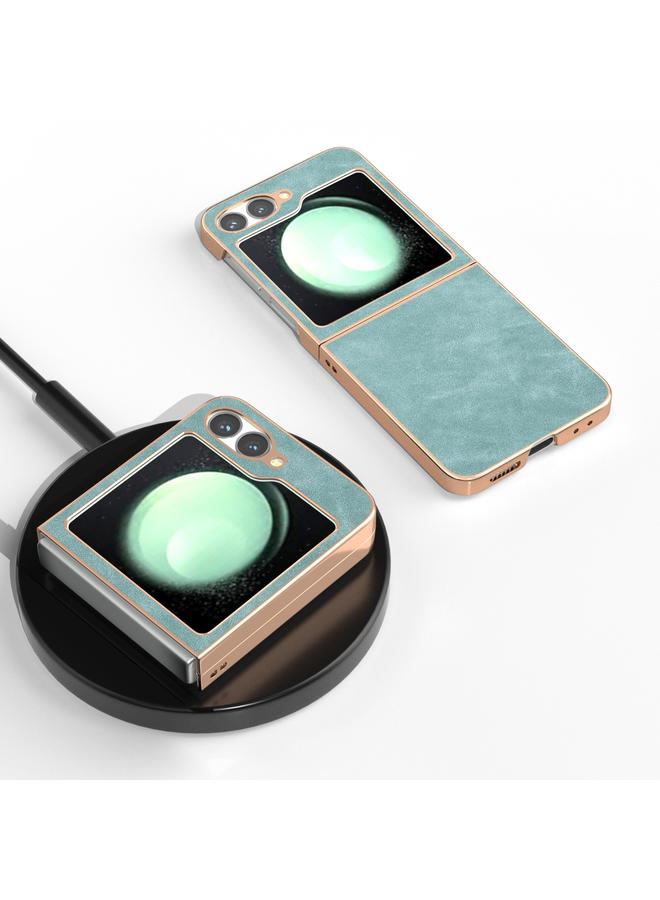 S-TOP Case For Samsung Galaxy Z Flip6 Electroplated Frame PU Leather Full Coverage Phone Case - Image 2