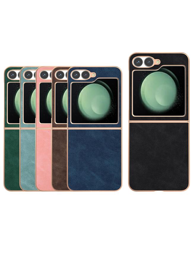 S-TOP Case For Samsung Galaxy Z Flip6 Electroplated Frame PU Leather Full Coverage Phone Case - Image 5