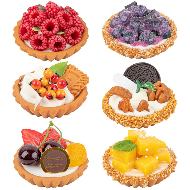 Framendino فرامندينو 6 عبوات كعكة صناعية مزيفة نموذج طعام واقعي دمى حيوية للعرض والتصوير