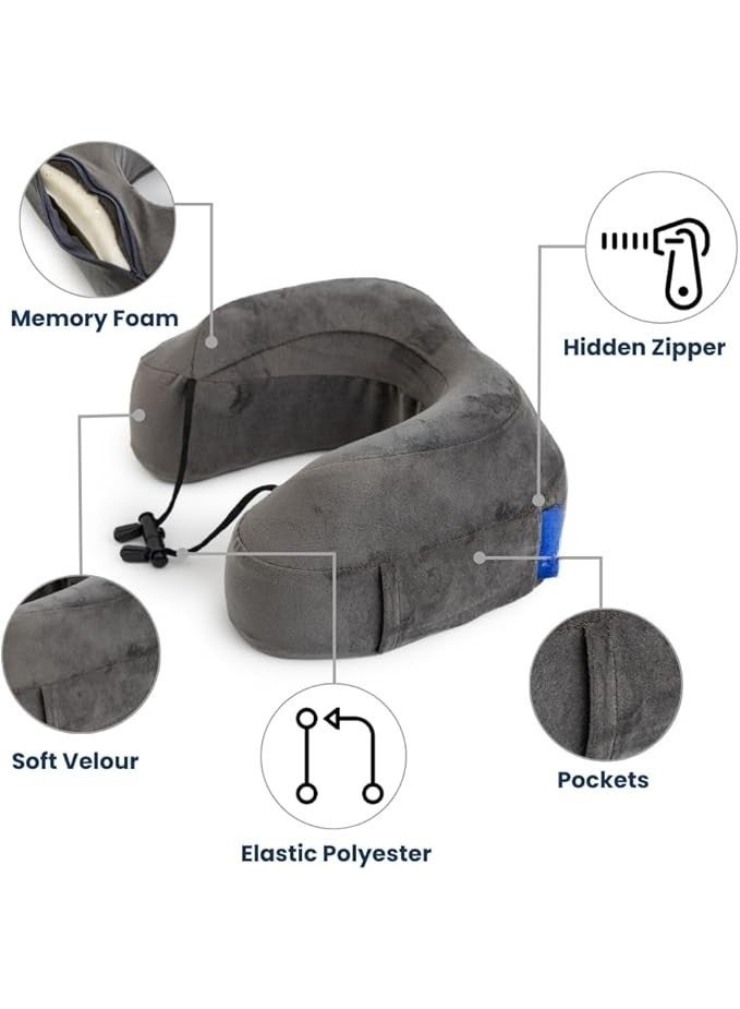 Memory Foam High Neck Travel Pillow - Ultimate Head Neck Support - Durable, Practical for Car, Home, & Travel - Easy to Use - Image 1