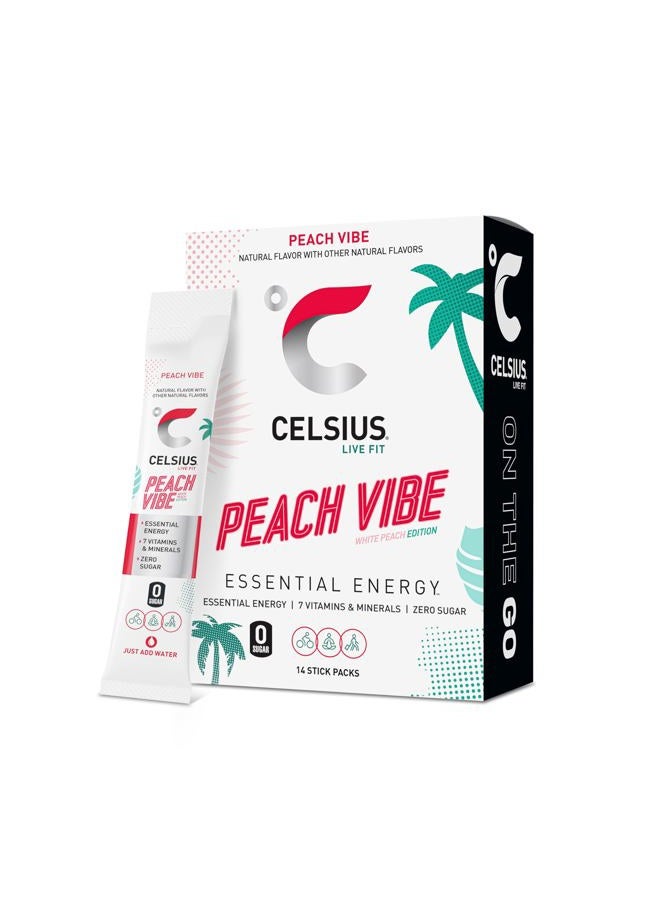 CELSIUS On The Go PEACH VIBE, Sugar Free Energy Drink Mix (14 Sticks per Pack) - Image 1