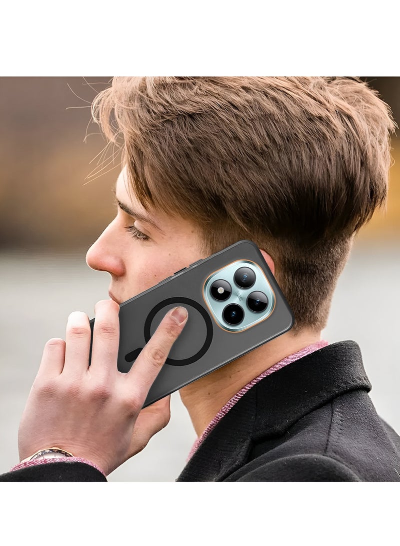 Wtech Xiaomi Redmi Note 15 Pro+ 5G 2025 Hybrid Translucent Magsafe with Magnetic Charging Raised Camera Lips Elegant Look Case Cover (MCMPMN) - Black - Image 5