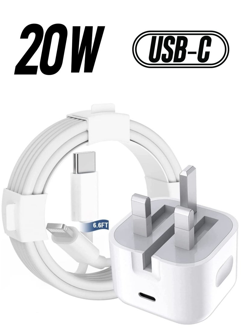 iPhone Charger Cable and Plug, iPhone Fast Charger 20W PD 3.0 USB C Wall Charger Plug with 1M iPhone Fast Charging Cable USB C Fast Charger Compatible with Phone 13 12 11 Pro Max Mini X XR Xs 8 - Image 1
