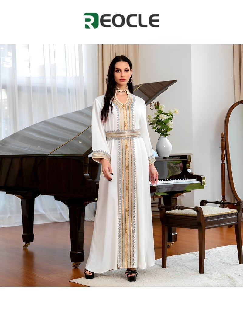 REOCLE Ladies Party Robe Muslim Evening Gown Long Skirt High Quality Long Sleeve Dress  - Image 2