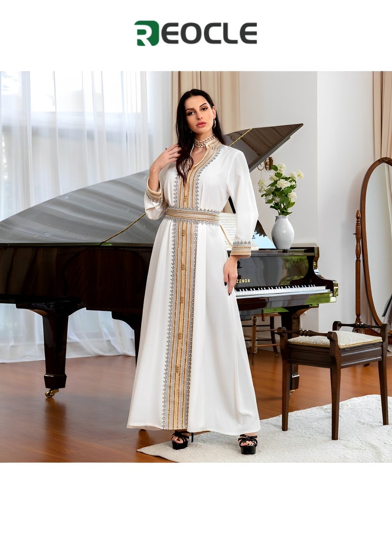 REOCLE Ladies Party Robe Muslim Evening Gown Long Skirt High Quality Long Sleeve Dress  - Image 4