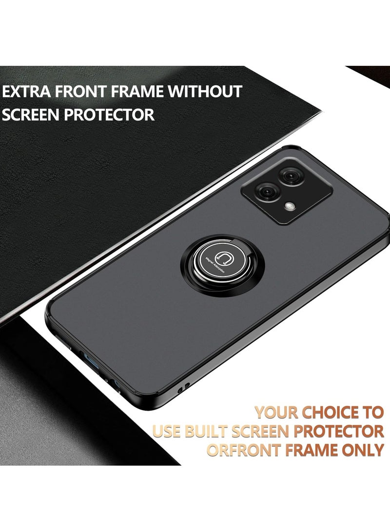 غطاء الحالة لموتورولا موتو G84 5G ، 360 درجة دوار حلقة الركض + دعم المغناطيسي سيارة جبل + رقيقة رقيقة الكمبيوتر الشخصي وTPU غطاء مقاوم للصدمات - Image 2