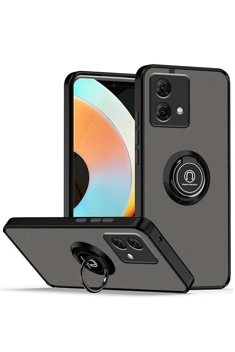 غطاء الحالة لموتورولا موتو G84 5G ، 360 درجة دوار حلقة الركض + دعم المغناطيسي سيارة جبل + رقيقة رقيقة الكمبيوتر الشخصي وTPU غطاء مقاوم للصدمات - Image 1