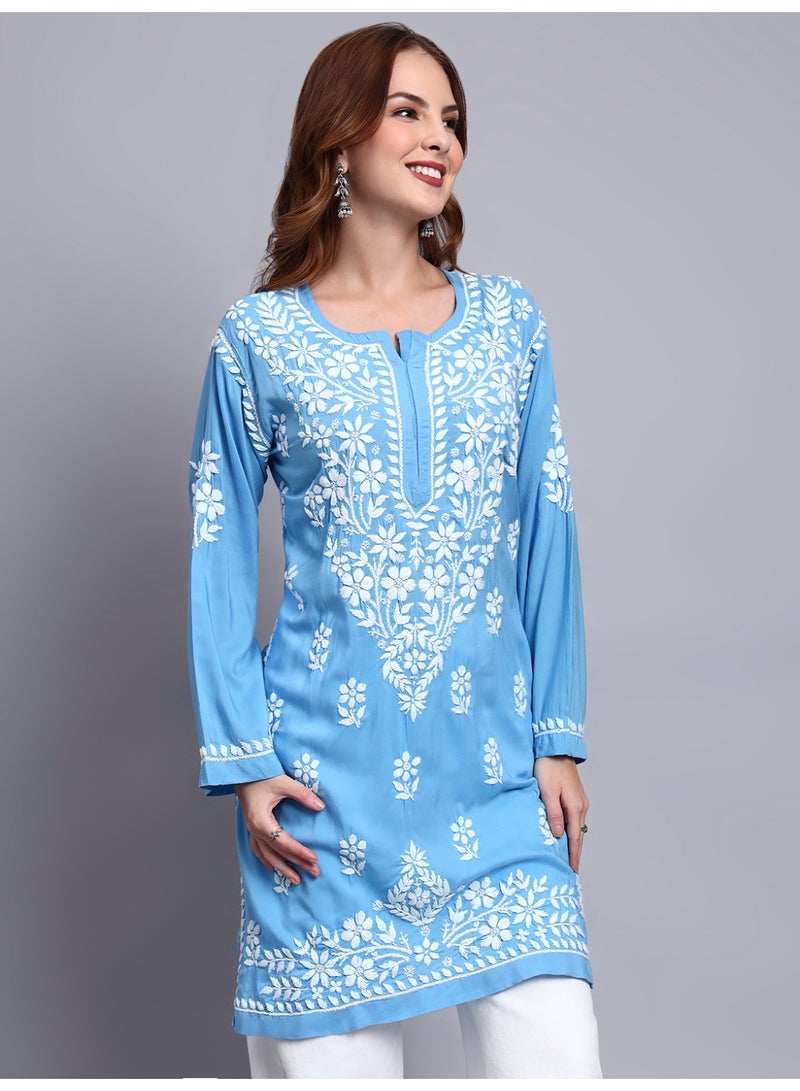 الايا كرتي مودال مطرز يدويًا بتطريز شيكانكاري للنساء - Image 5