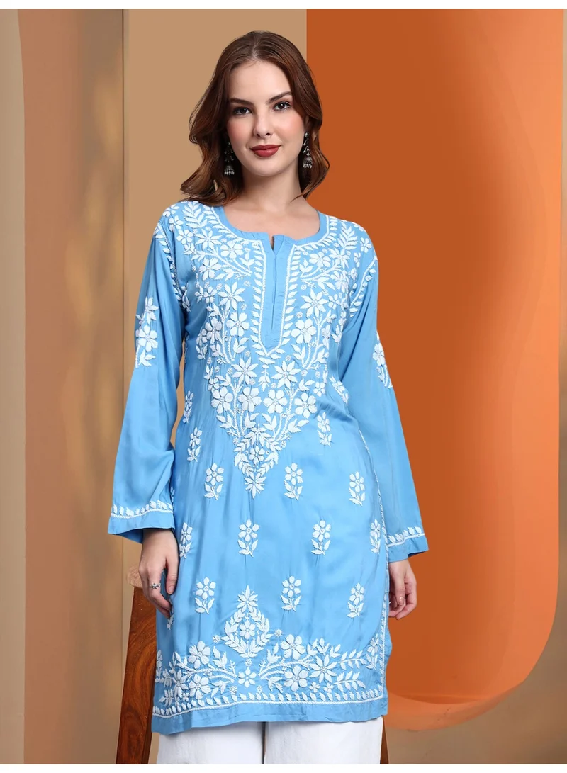 Alaya Women Hand Embroidered Chikankari Modal Kurti -AL3702