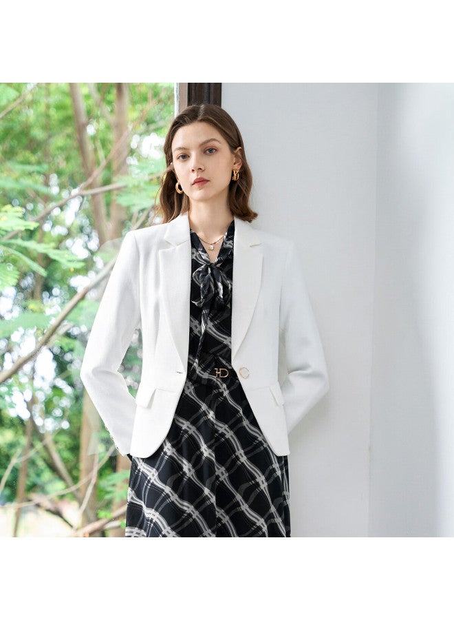 Yanyee Women's Commuter Versatile Blazer  Early Spring Simple Professional Elegant Shoulder Suit White 2XL - Image 5