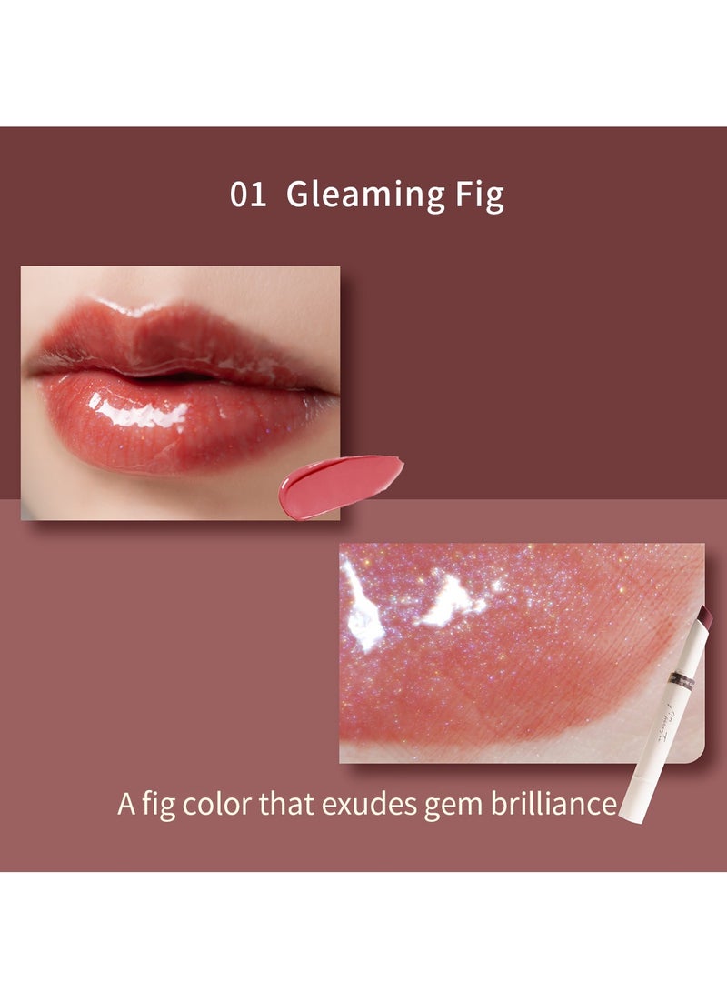 MilleFee MilleFée Glow Lips Luster Lipstick for Anti-Falling & Highly Moisturizing Sparkling Finish-01 Gleaming Fig - Image 2