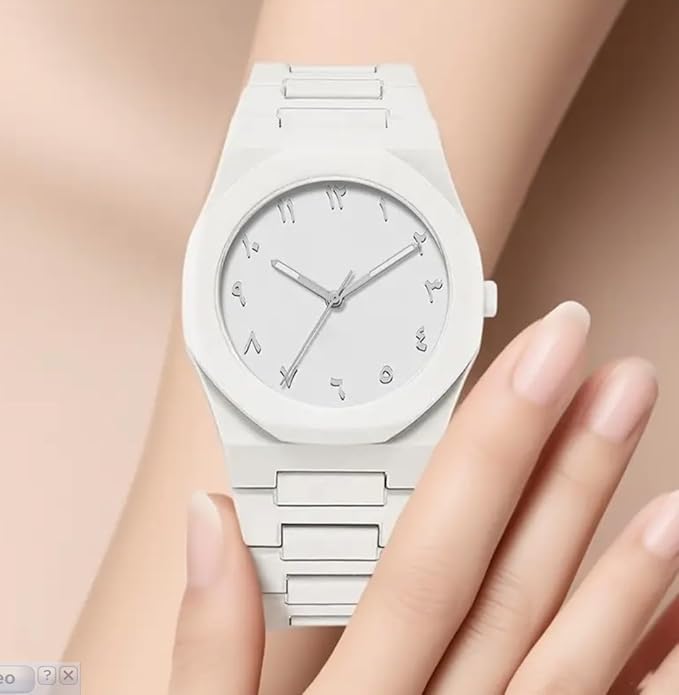 CERO Modern Arabic Numeral Watch with Polycarbonate Band, Octagonal Case, Analogue Display for Man and Women(Black-White) - Image 5