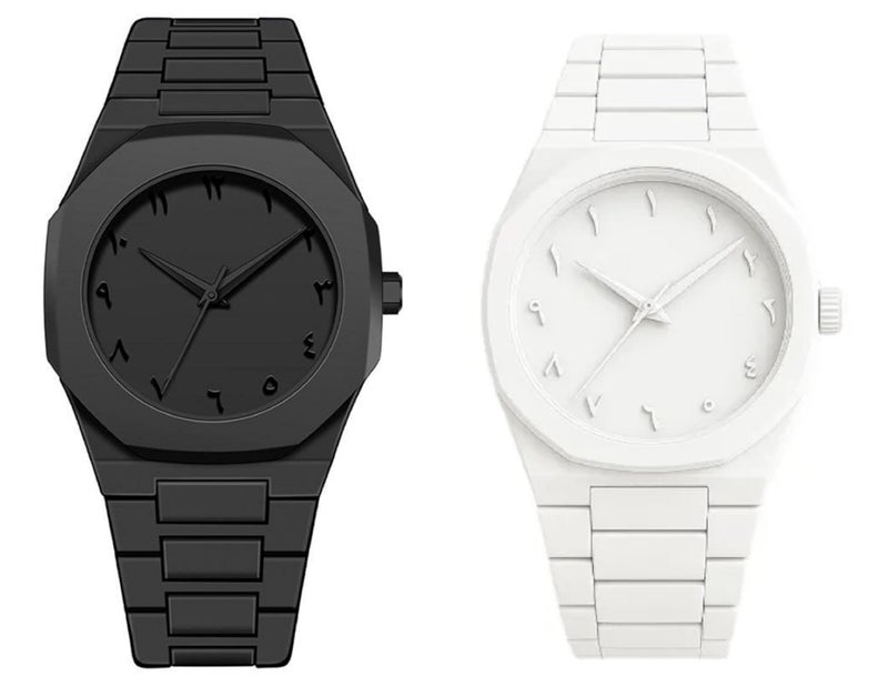 CERO Modern Arabic Numeral Watch with Polycarbonate Band, Octagonal Case, Analogue Display for Man and Women(Black-White) - Image 1