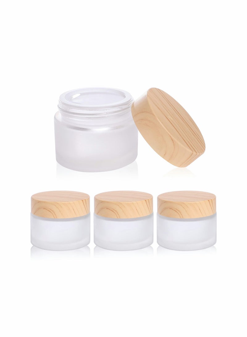 KASTWAVE Glass Cosmetic Containers with lids, Round Frosted Cosmetic Jars (4 PACK 50ML) - Image 1