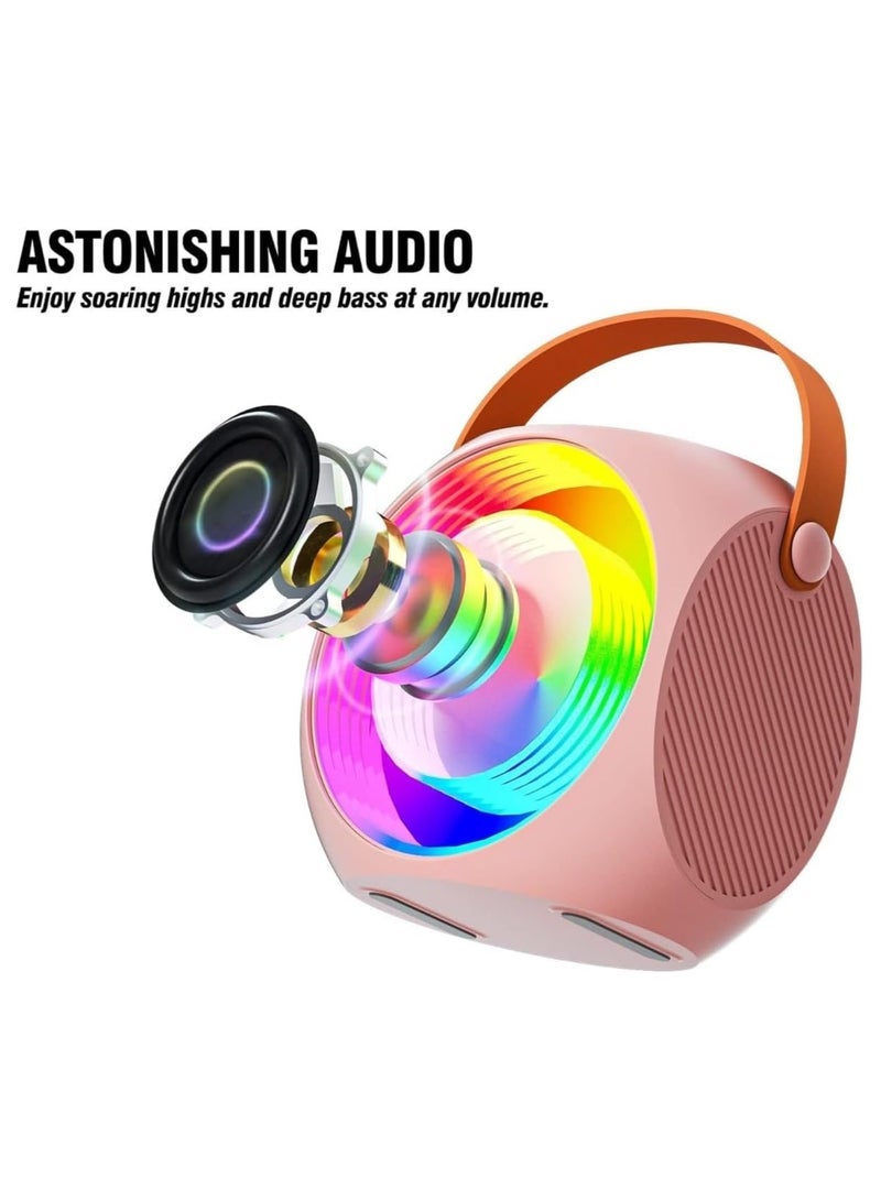 ELTRAZONE Karaoke Machine, Portable Bluetooth Speaker with 2 Wireless Mics, LED Lights, Perfect Gifts for Girls Boys Family Bluetooth 5.0, TF Card, USB, AUX-in, Compact, Powerful Sound, Fun Party Light Mod  - Image 2