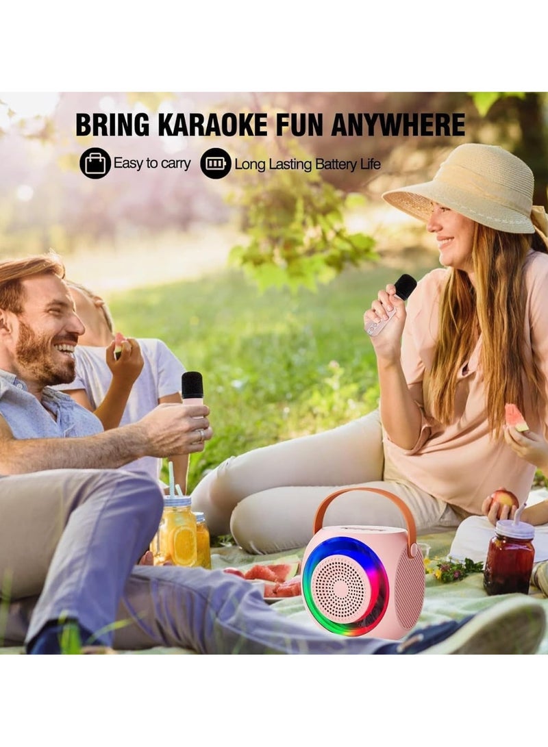 ELTRAZONE Karaoke Machine, Portable Bluetooth Speaker with 2 Wireless Mics, LED Lights, Perfect Gifts for Girls Boys Family Bluetooth 5.0, TF Card, USB, AUX-in, Compact, Powerful Sound, Fun Party Light Mod  - Image 4