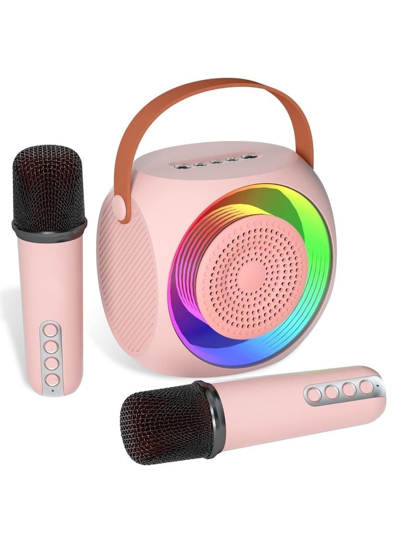 ELTRAZONE Karaoke Machine, Portable Bluetooth Speaker with 2 Wireless Mics, LED Lights, Perfect Gifts for Girls Boys Family Bluetooth 5.0, TF Card, USB, AUX-in, Compact, Powerful Sound, Fun Party Light Mod  - Image 1