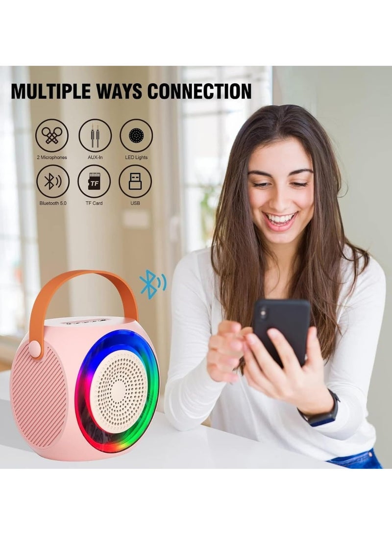 ELTRAZONE Karaoke Machine, Portable Bluetooth Speaker with 2 Wireless Mics, LED Lights, Perfect Gifts for Girls Boys Family Bluetooth 5.0, TF Card, USB, AUX-in, Compact, Powerful Sound, Fun Party Light Mod  - Image 5