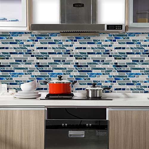 Ist Momoreo 10-Sheet Peel and Stick Backsplash for Kitchen Bathroom Stick on Backsplash Blue Tile 12"x12" - Image 3