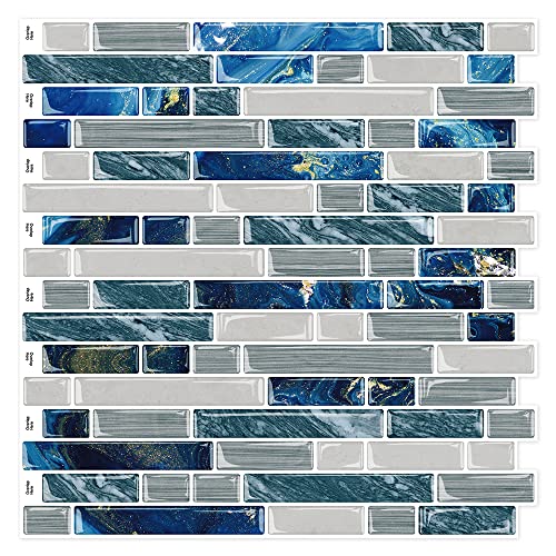 Ist Momoreo 10-Sheet Peel and Stick Backsplash for Kitchen Bathroom Stick on Backsplash Blue Tile 12"x12" - Image 1
