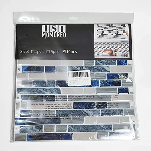 Ist Momoreo 10-Sheet Peel and Stick Backsplash for Kitchen Bathroom Stick on Backsplash Blue Tile 12"x12" - Image 5