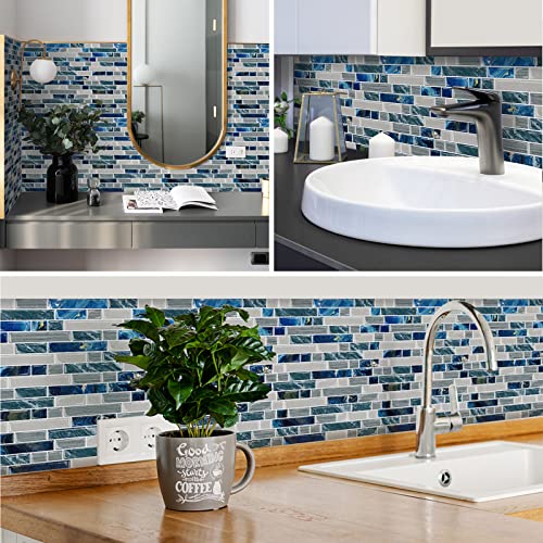 Ist Momoreo 10-Sheet Peel and Stick Backsplash for Kitchen Bathroom Stick on Backsplash Blue Tile 12"x12" - Image 4