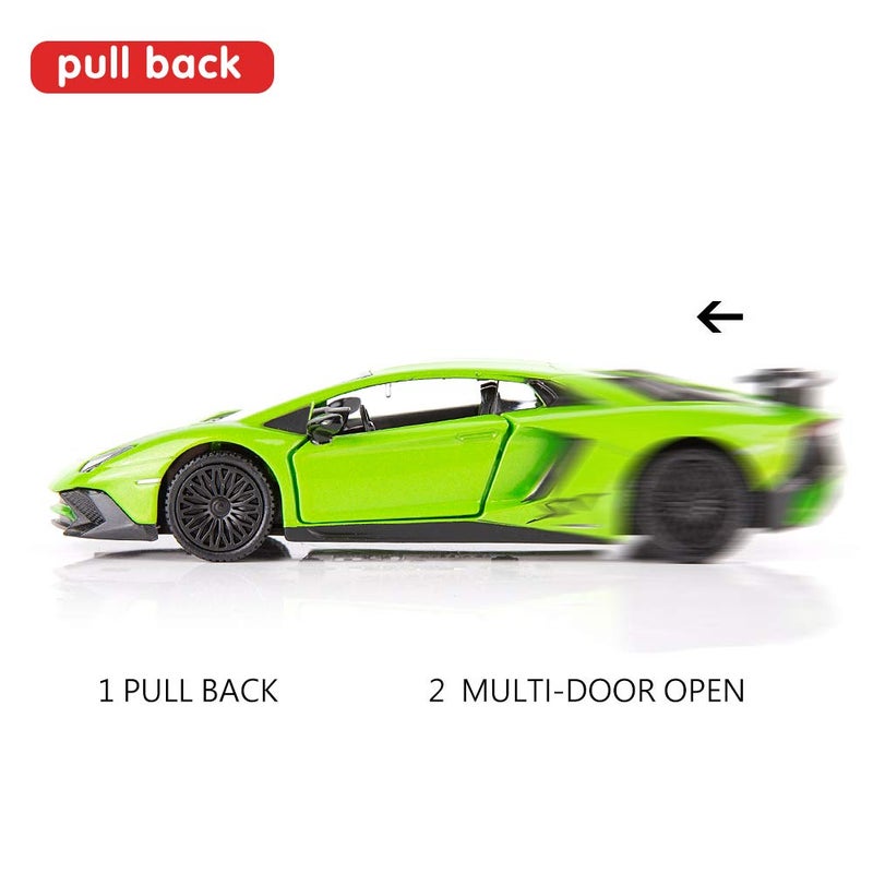 TGRCM-CZ 1/36 Scale Lamborghini Aventador LP700-4 Casting Car Model, Zinc Alloy Toy Car for Kids, Pull Back Vehicles Toy Car for Toddlers Kids Boys Girls Gift (Green) - Image 3