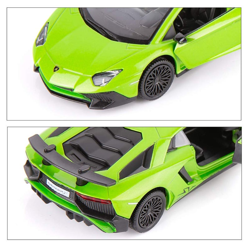 TGRCM-CZ 1/36 Scale Lamborghini Aventador LP700-4 Casting Car Model, Zinc Alloy Toy Car for Kids, Pull Back Vehicles Toy Car for Toddlers Kids Boys Girls Gift (Green) - Image 4