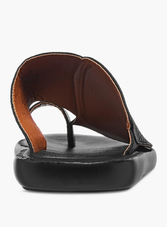 Al Waha Men's Textured Slip-On Arabic Sandals with Toe Loop Detail