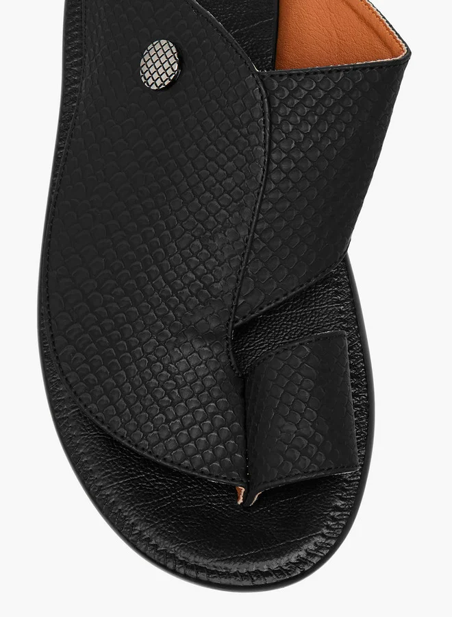 Al Waha Men's Textured Slip-On Arabic Sandals with Toe Loop Detail