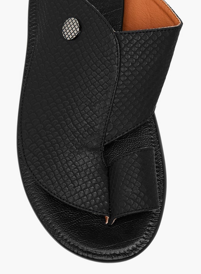 الواحة صنادل رجالي بنسيج مزخرف بتفاصيل حلقة إصبع - Image 3