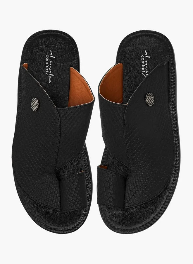 Al Waha Men's Textured Slip-On Arabic Sandals with Toe Loop Detail