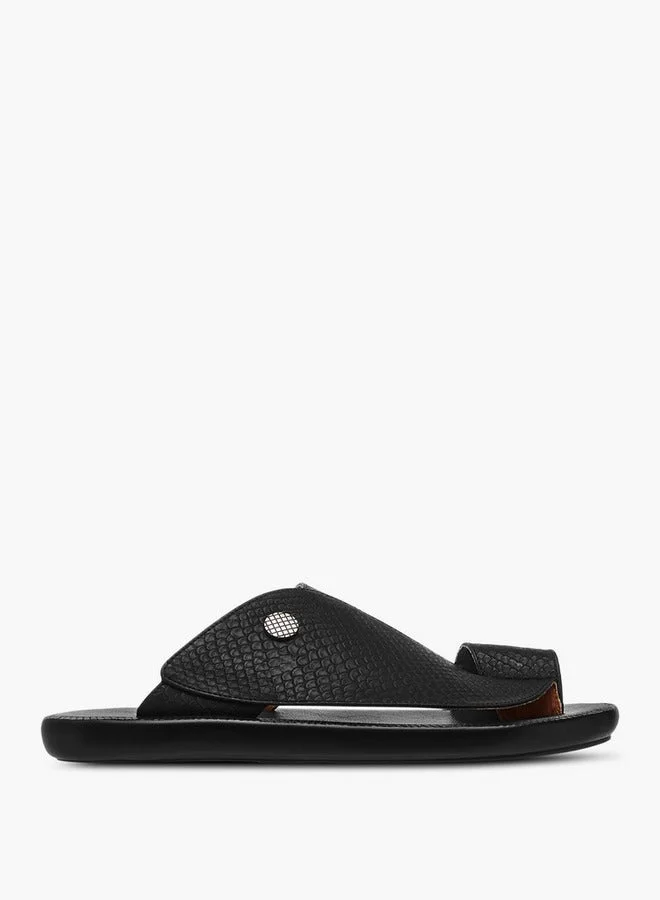Al Waha Men's Textured Slip-On Arabic Sandals with Toe Loop Detail