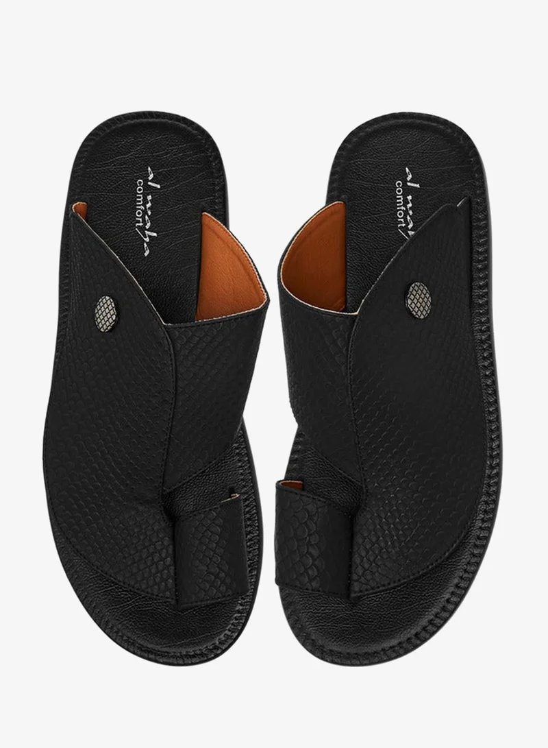 الواحة صنادل رجالي بنسيج مزخرف بتفاصيل حلقة إصبع