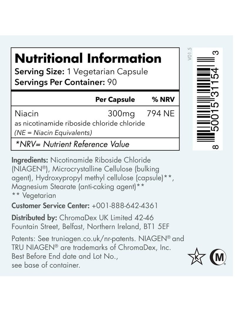 ترو نياجين - استمتاع منفرد بعبوة واحدة! مكمل عالي NAD+ من riboside nicotinamide بناءً على صيغة حصرية pateented نادرة. كل كابسولة تحتوي على 300 ملغم من الجوهر العالي النقية. مرة واحدة في اليوم، تنشيط لجسم والذهن لمدة 30 يومًا. استمتاع بثلاثة أشهر من تغذية فاخرة من عبوة واحدة - Image 1