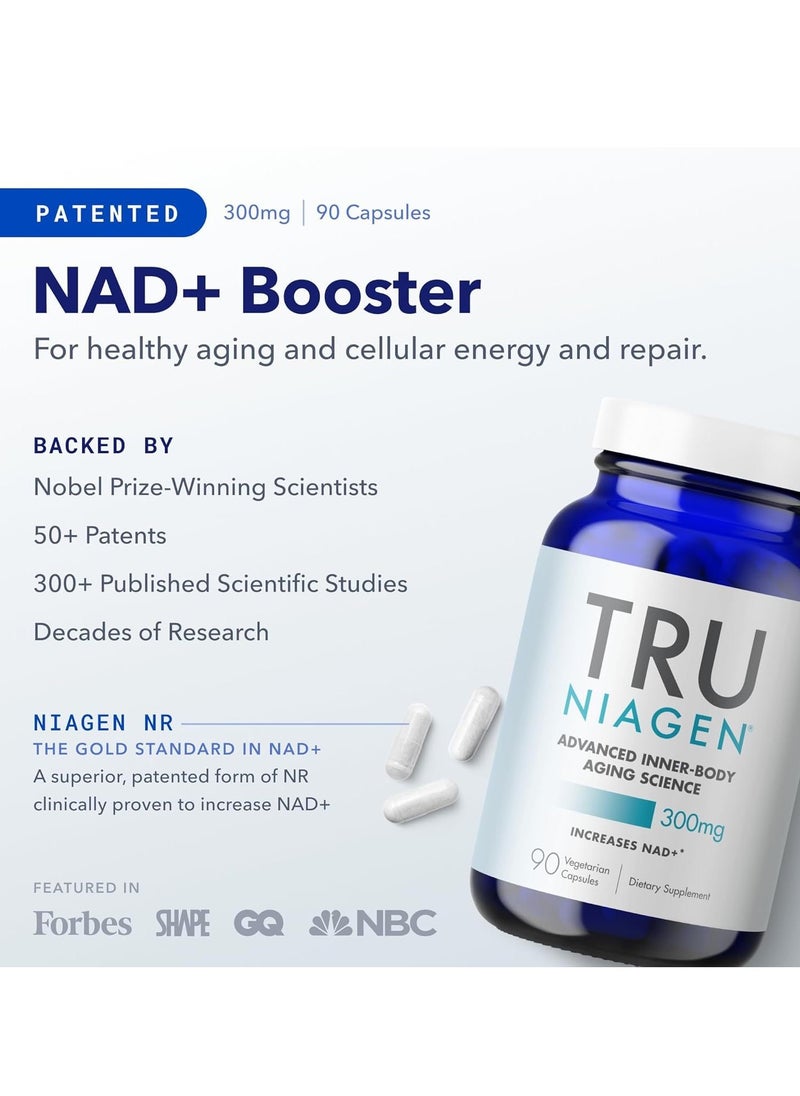 ترو نياجين - استمتاع منفرد بعبوة واحدة! مكمل عالي NAD+ من riboside nicotinamide بناءً على صيغة حصرية pateented نادرة. كل كابسولة تحتوي على 300 ملغم من الجوهر العالي النقية. مرة واحدة في اليوم، تنشيط لجسم والذهن لمدة 30 يومًا. استمتاع بثلاثة أشهر من تغذية فاخرة من عبوة واحدة - Image 1