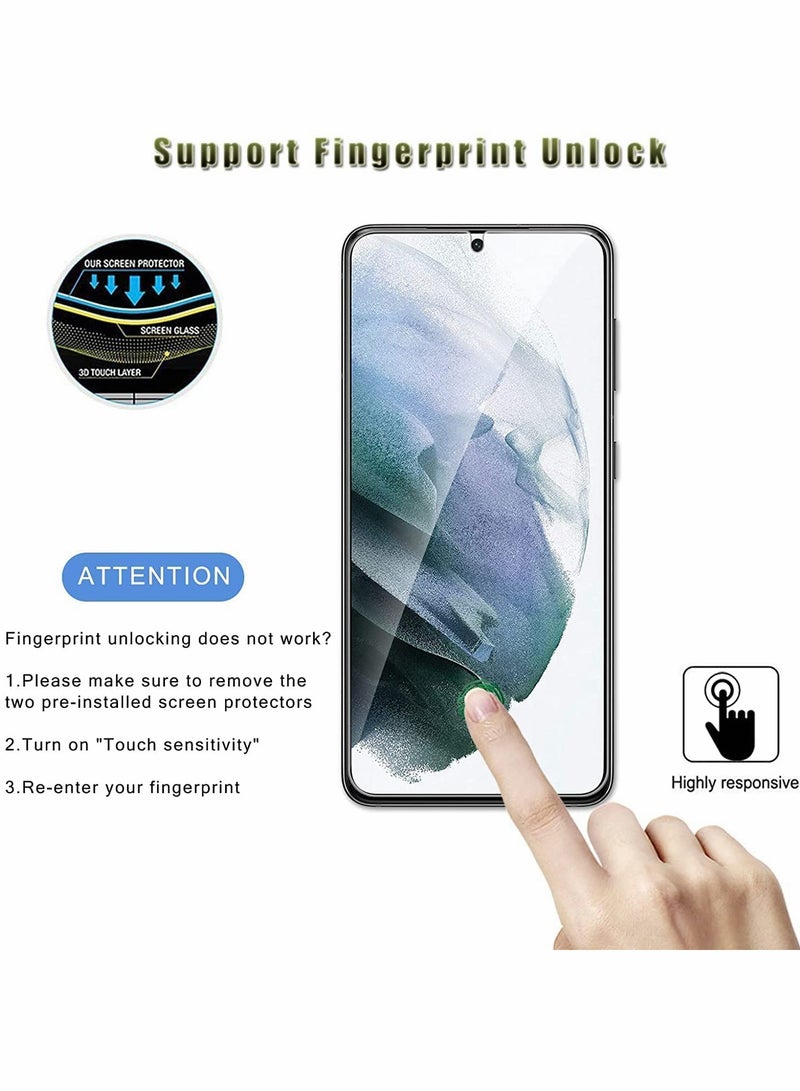KASTWAVE for Galaxy S22 Screen Protector [2 +2 Pack] 2 Pcs Full Coverage Tempered Glass Film with 2 Pcs Camera Lens Protector 9H Hardness Fingerprint Unlock Ultra Thin HD Clear for Samsung Galaxy S22(6.1") - Image 3