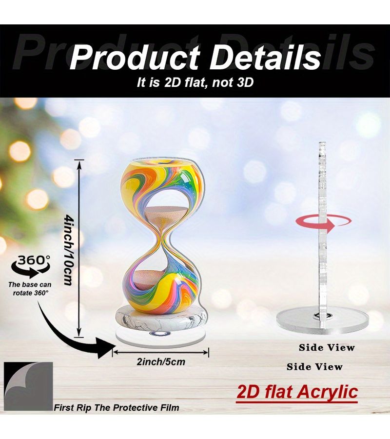 Model A Acrylic Hourglass Desktop Decor Colorful No Electricity Office Home Rotating Surface - Image 3