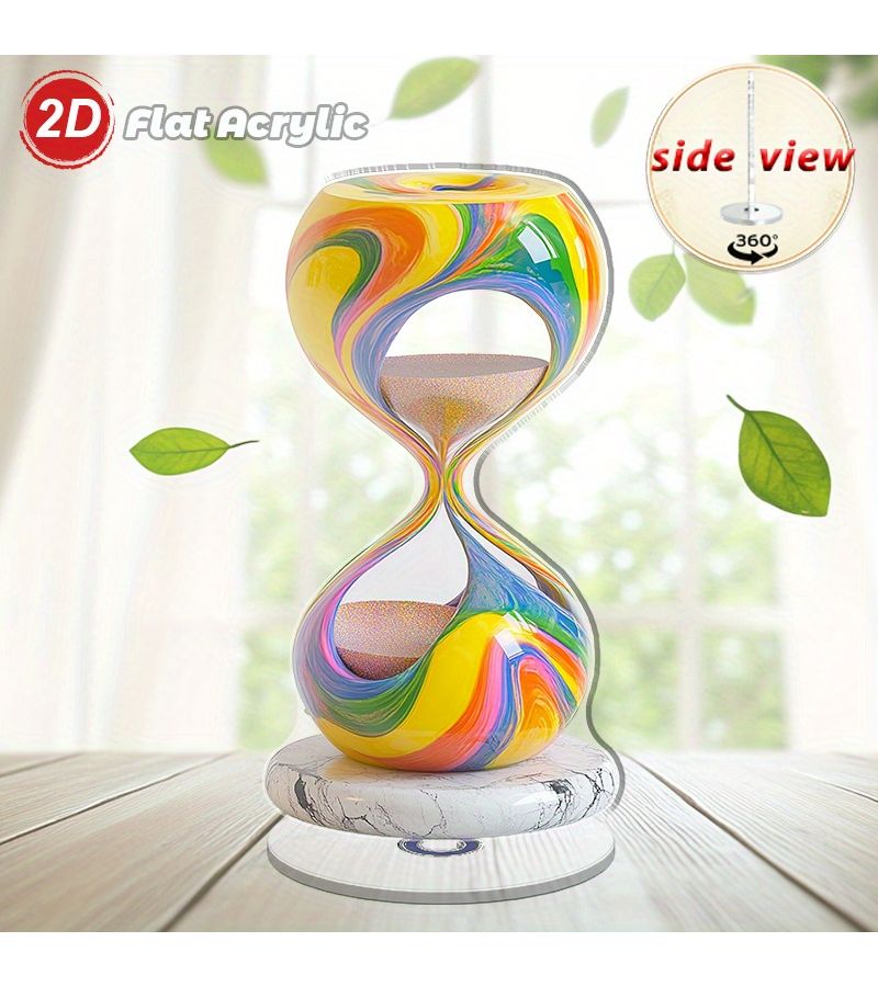 Model A Acrylic Hourglass Desktop Decor Colorful No Electricity Office Home Rotating Surface - Image 1