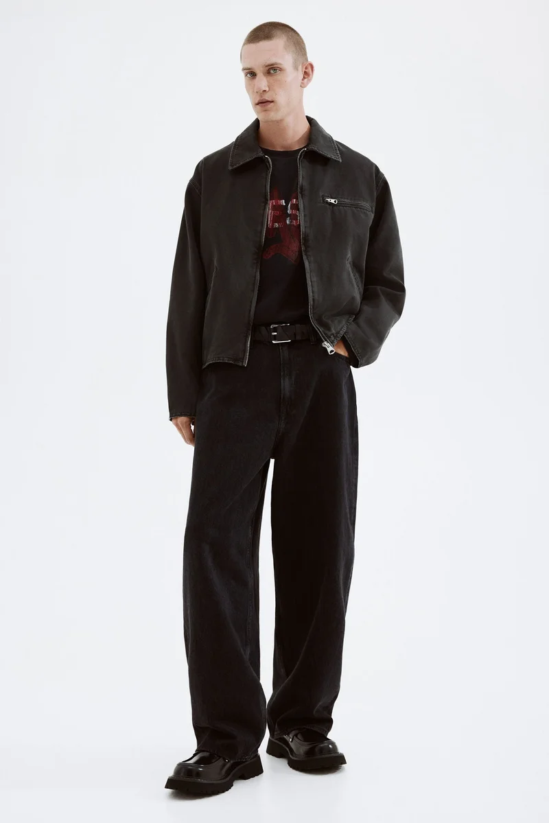 اتش اند ام جاكيت من قماش الكانفاس بقصّة عادية